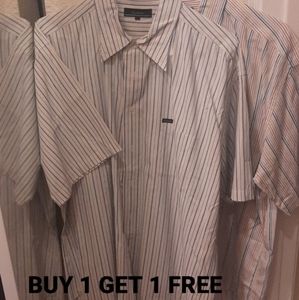 FACONNABLE BOGO Men's Short Sleeved Striped Button Down Shirt Size XL & XXL NWOT